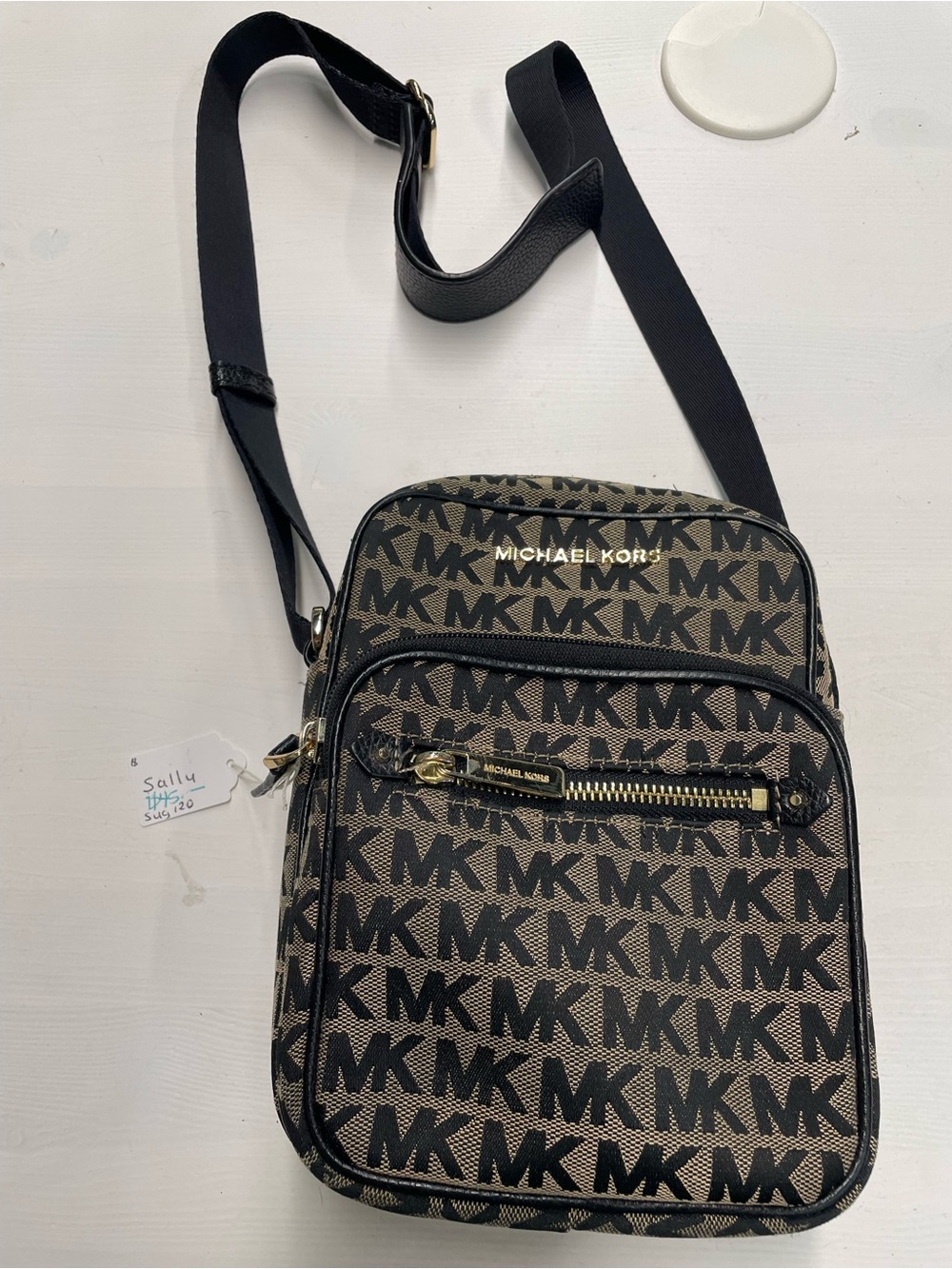🖤✨ Michael Kors MK Logo Crossbody Bag Black Tan Mini Messenger